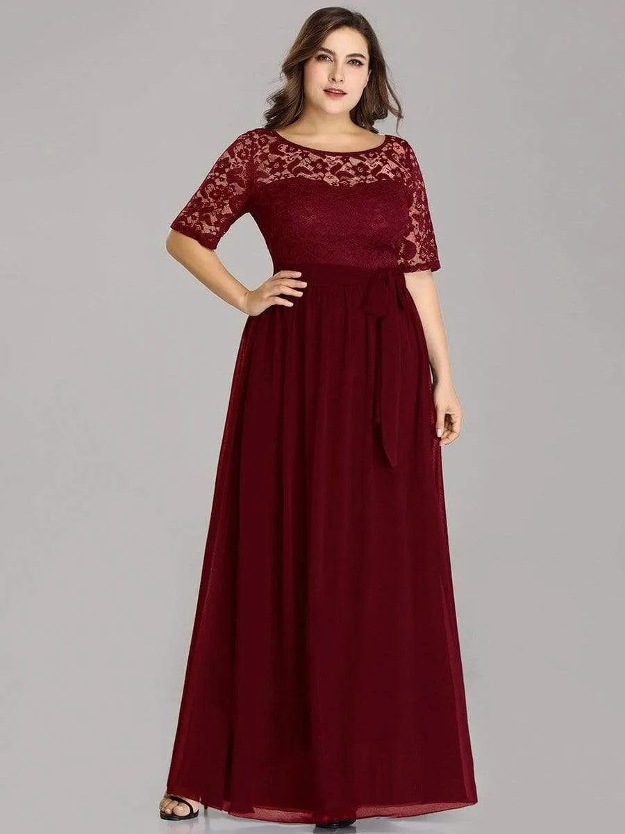 Maxi Long Lace Illusion Plus Size Mother Of the Bride Dresses