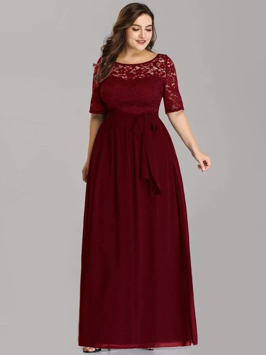 Maxi Long Lace Illusion Plus Size Mother Of the Bride Dresses