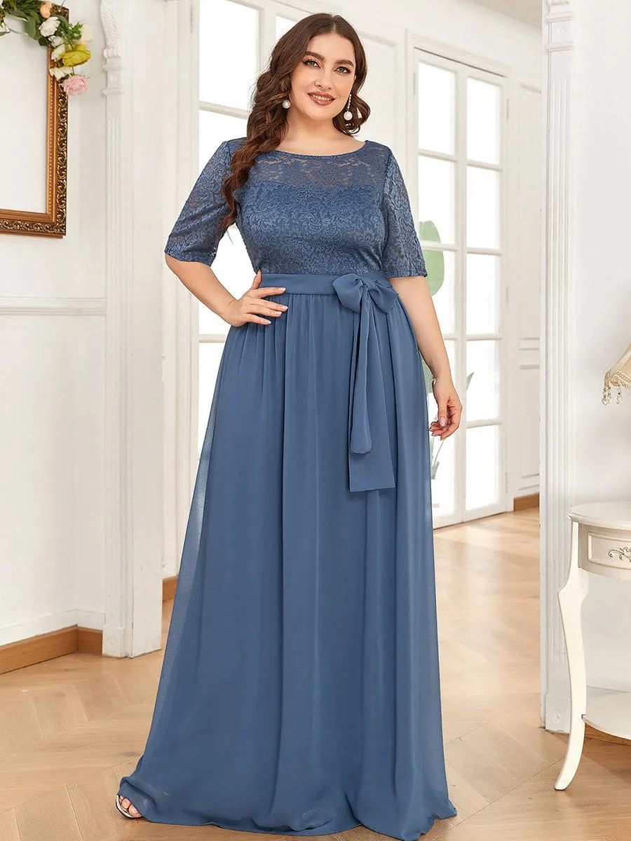 Maxi Long Lace Illusion Plus Size Mother Of the Bride Dresses