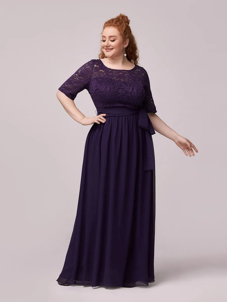 Maxi Long Lace Illusion Plus Size Mother Of the Bride Dresses