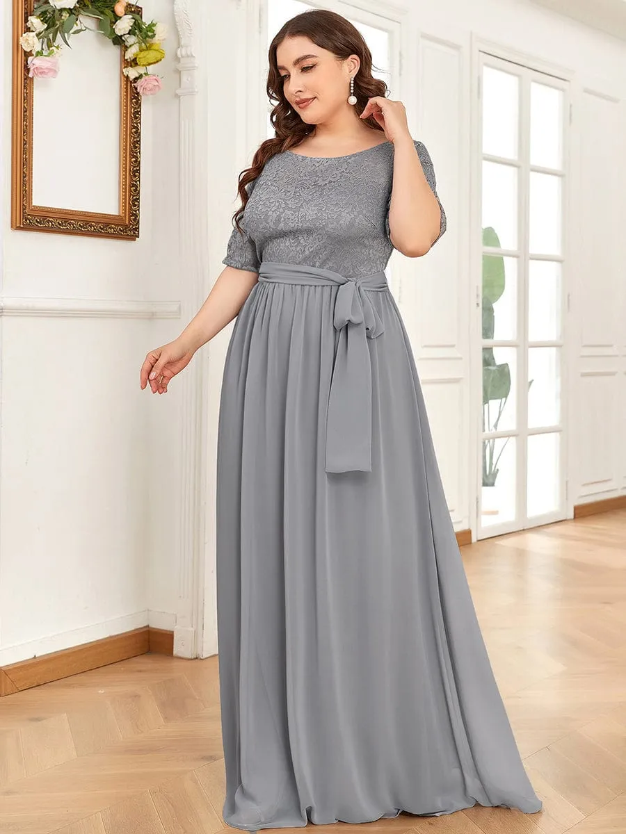 Maxi Long Lace Illusion Plus Size Mother Of the Bride Dresses