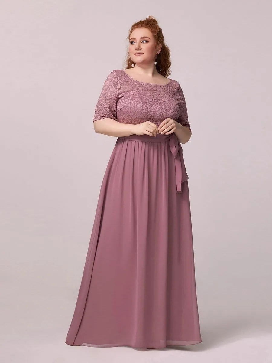 Maxi Long Lace Illusion Plus Size Mother Of the Bride Dresses