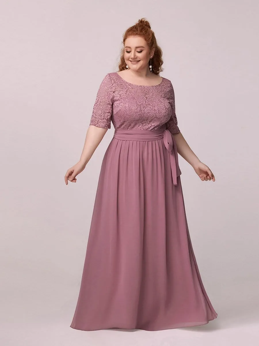 Maxi Long Lace Illusion Plus Size Mother Of the Bride Dresses