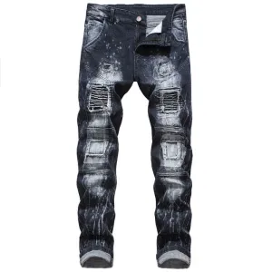 Men's Urban Straight Pants Motorcycle Jeans New Mid Waisted Jeans