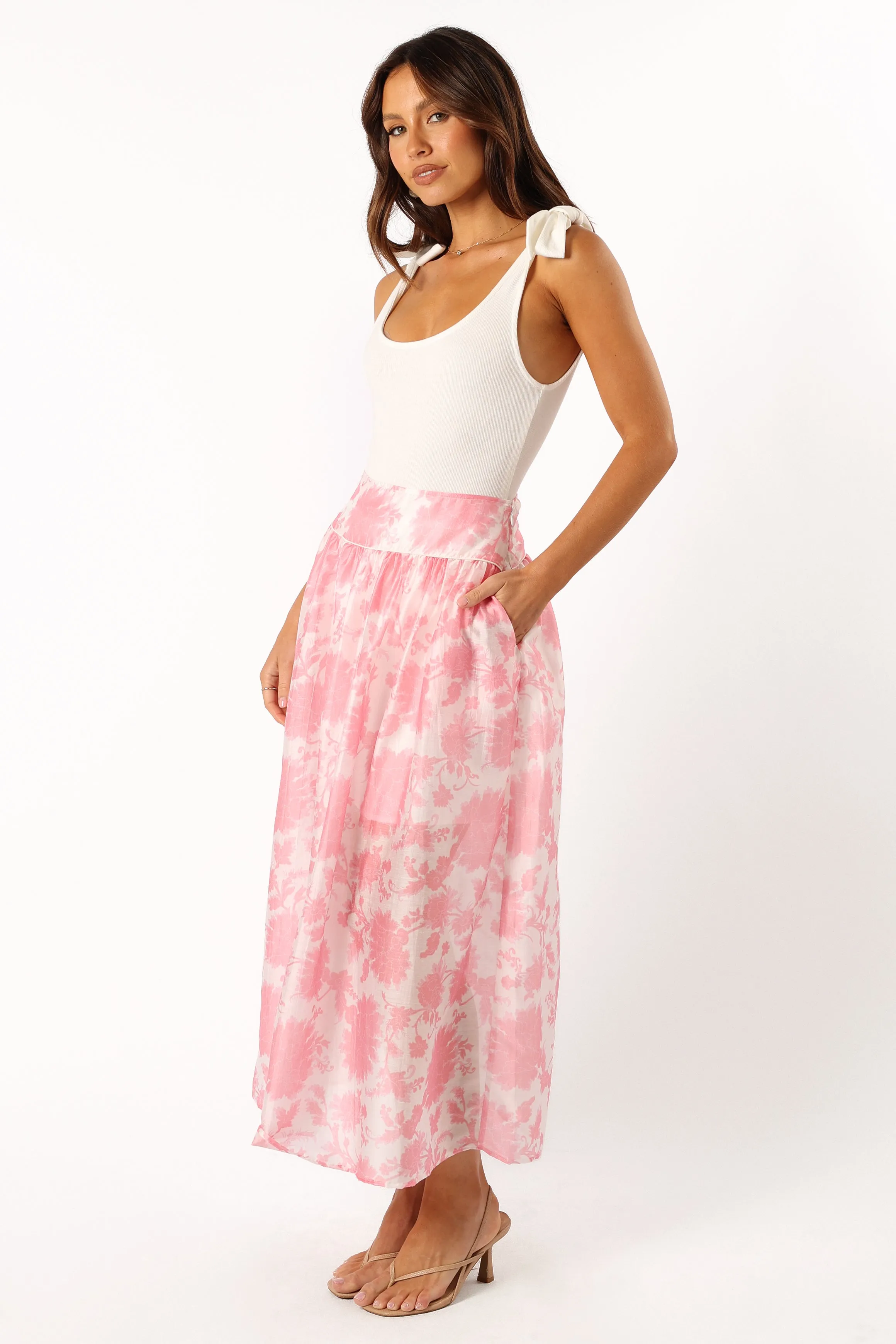 Miami Maxi Skirt - Pink Floral