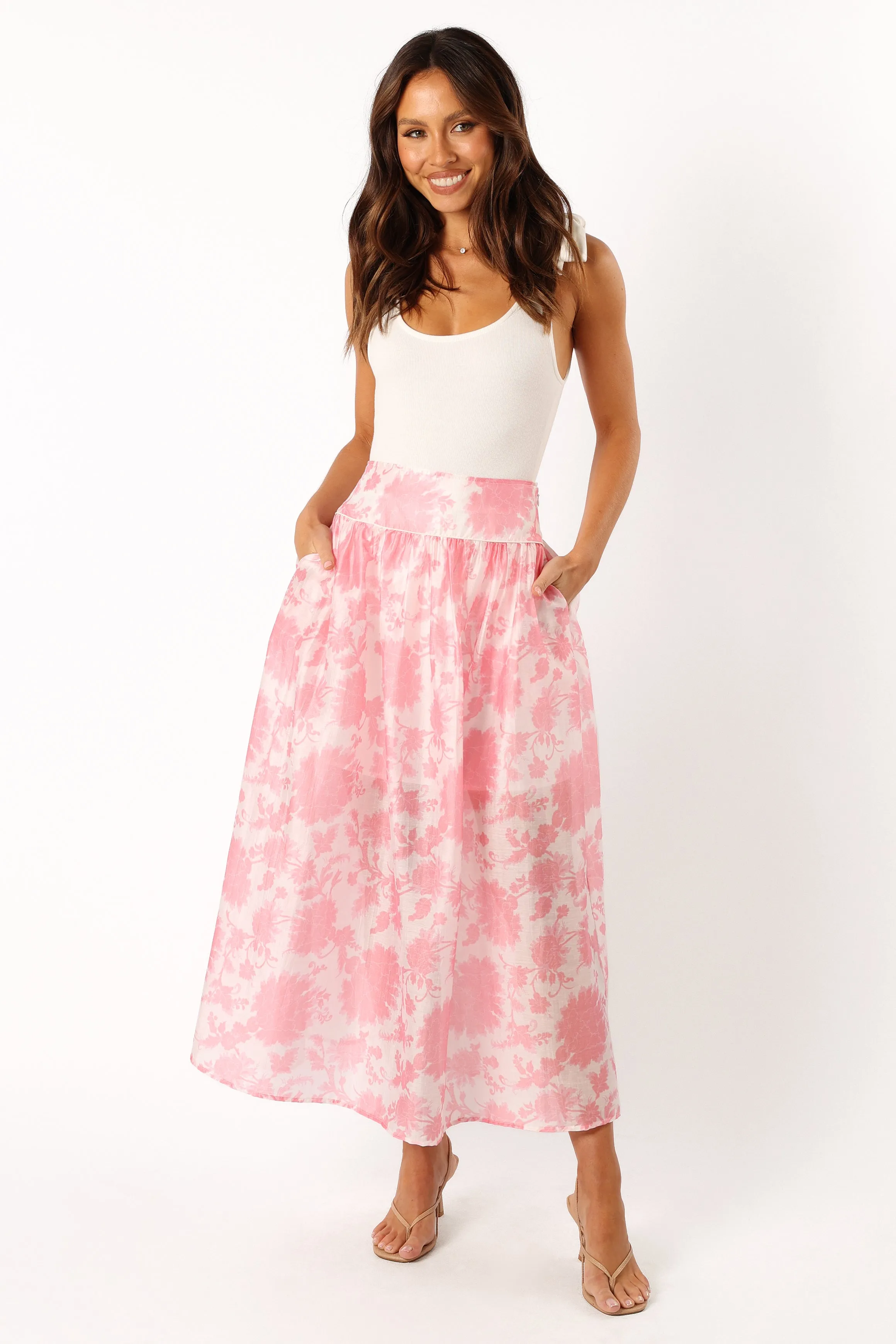 Miami Maxi Skirt - Pink Floral