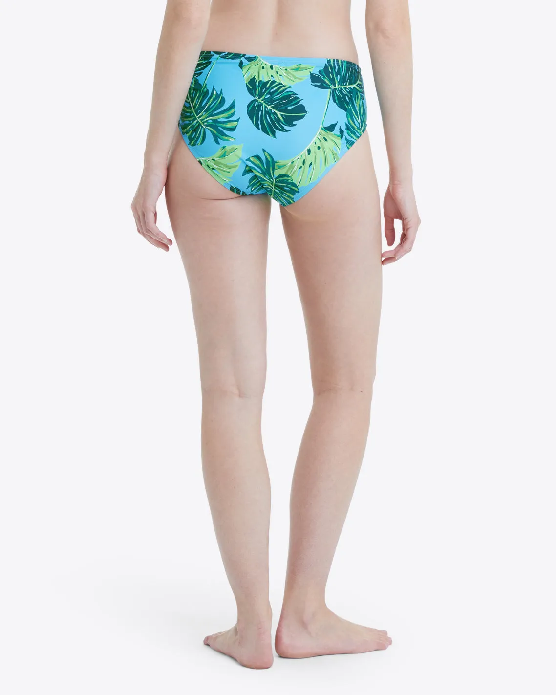 Mid Rise Bikini Bottom in Monstera Floral