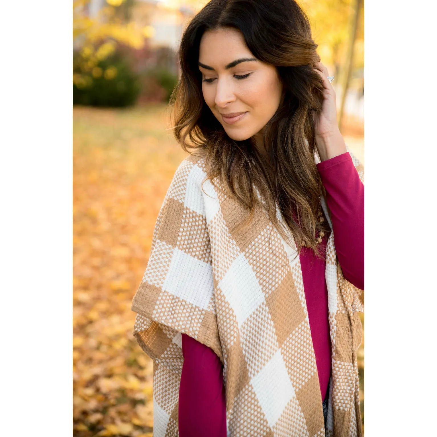 Mocha Grid Poncho