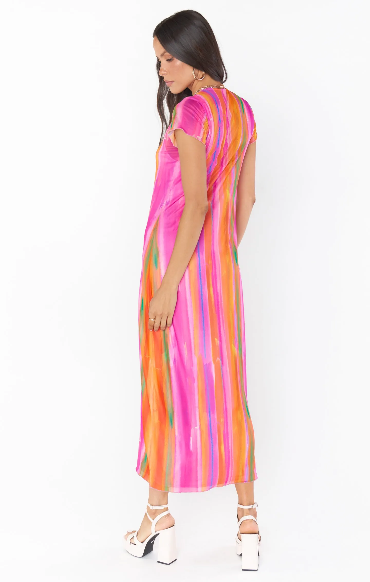 Molly Midi Dress ~ Sunrise Stripe Mesh