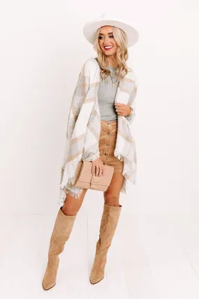 Moving Mountains Plaid Poncho In Ivory