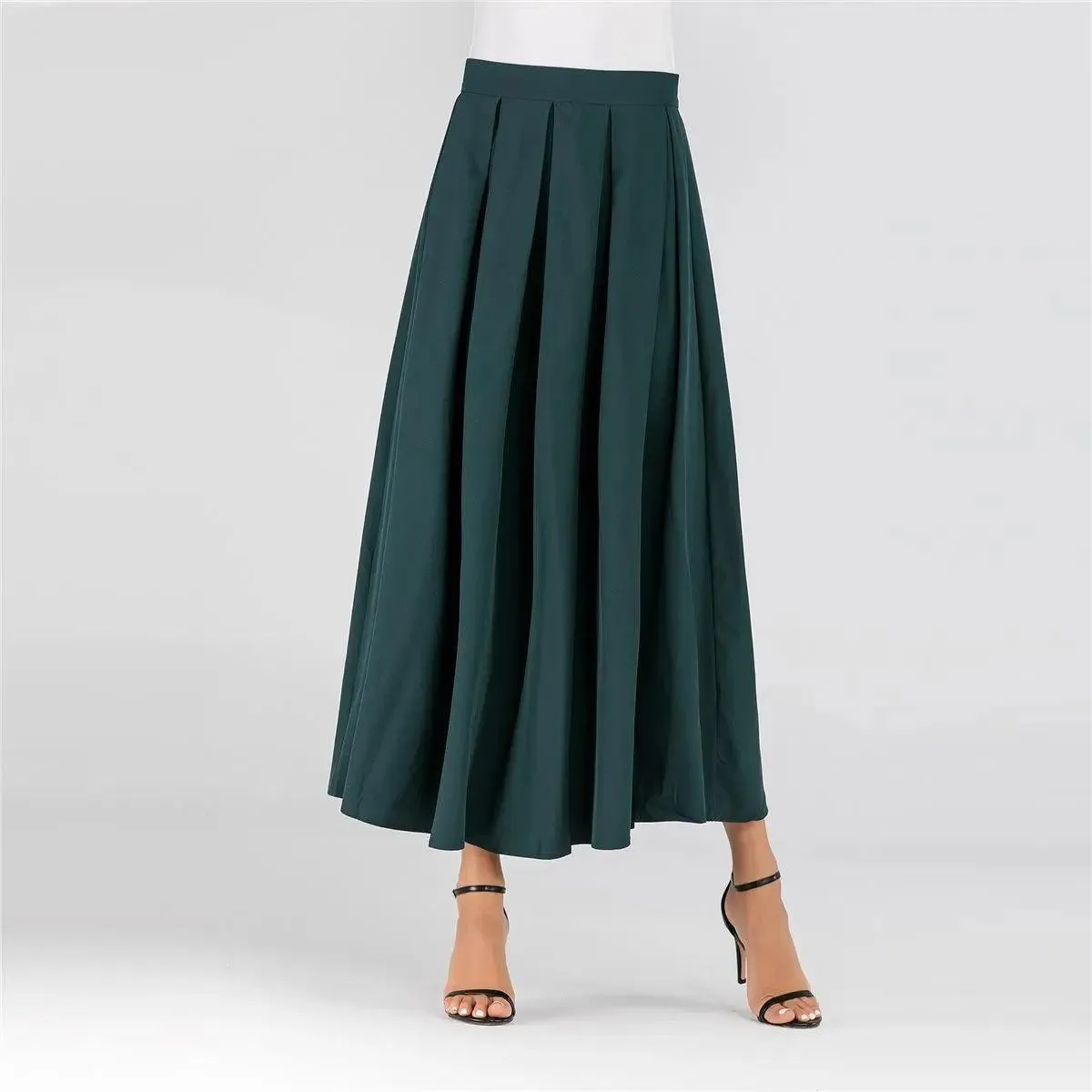 MS001   High Waist Midi Long Plain Skirt