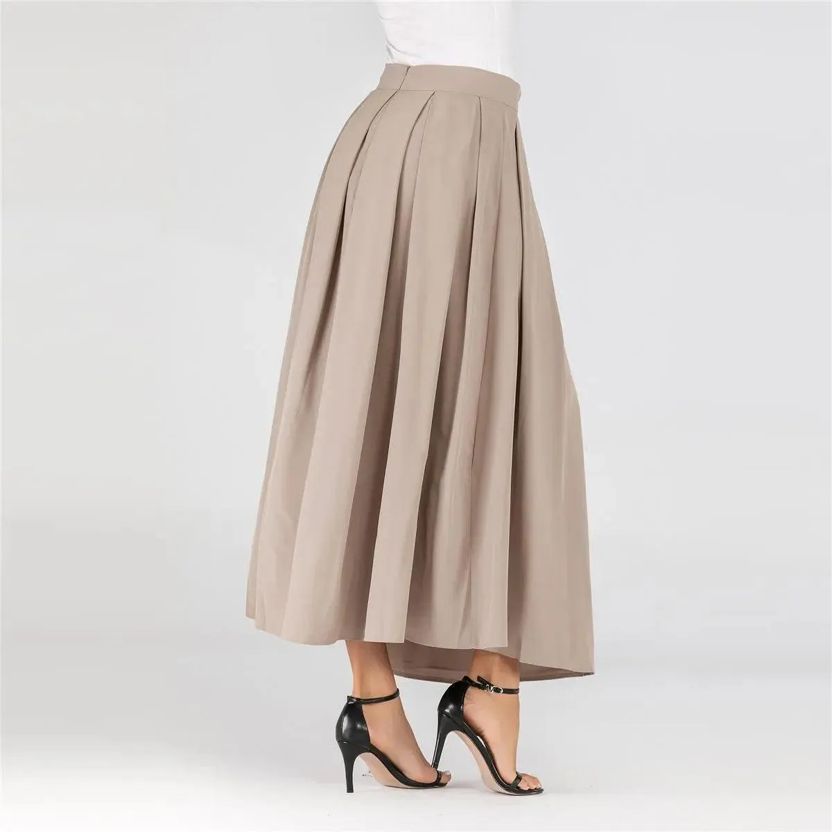 MS001   High Waist Midi Long Plain Skirt