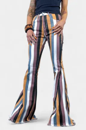 Mustard Multi Stripe Flared Jeans