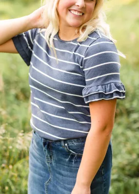 Navy Striped Short Sleeve Top - FINAL SALE