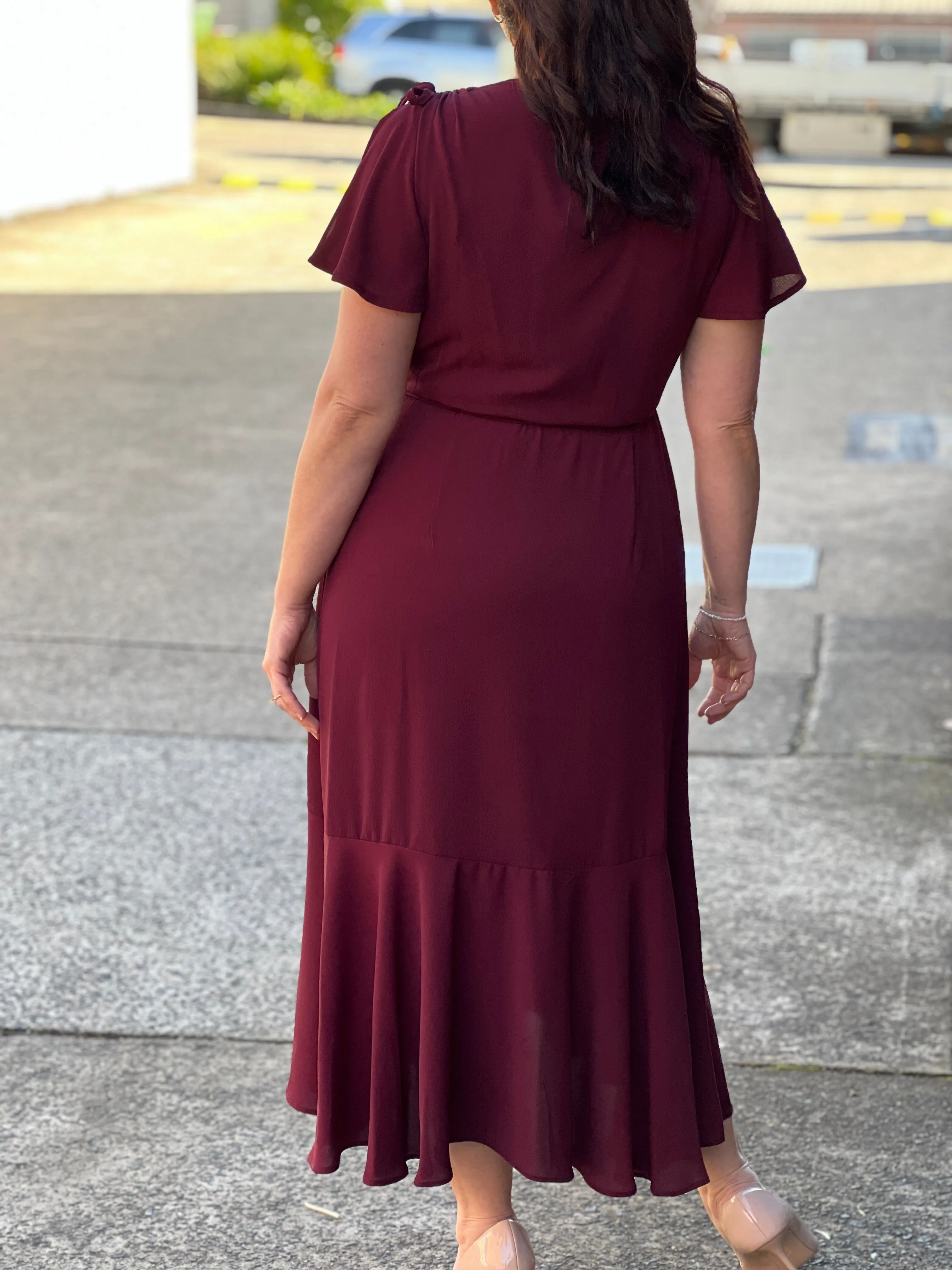 Obelle Burgundy Wrap Dress