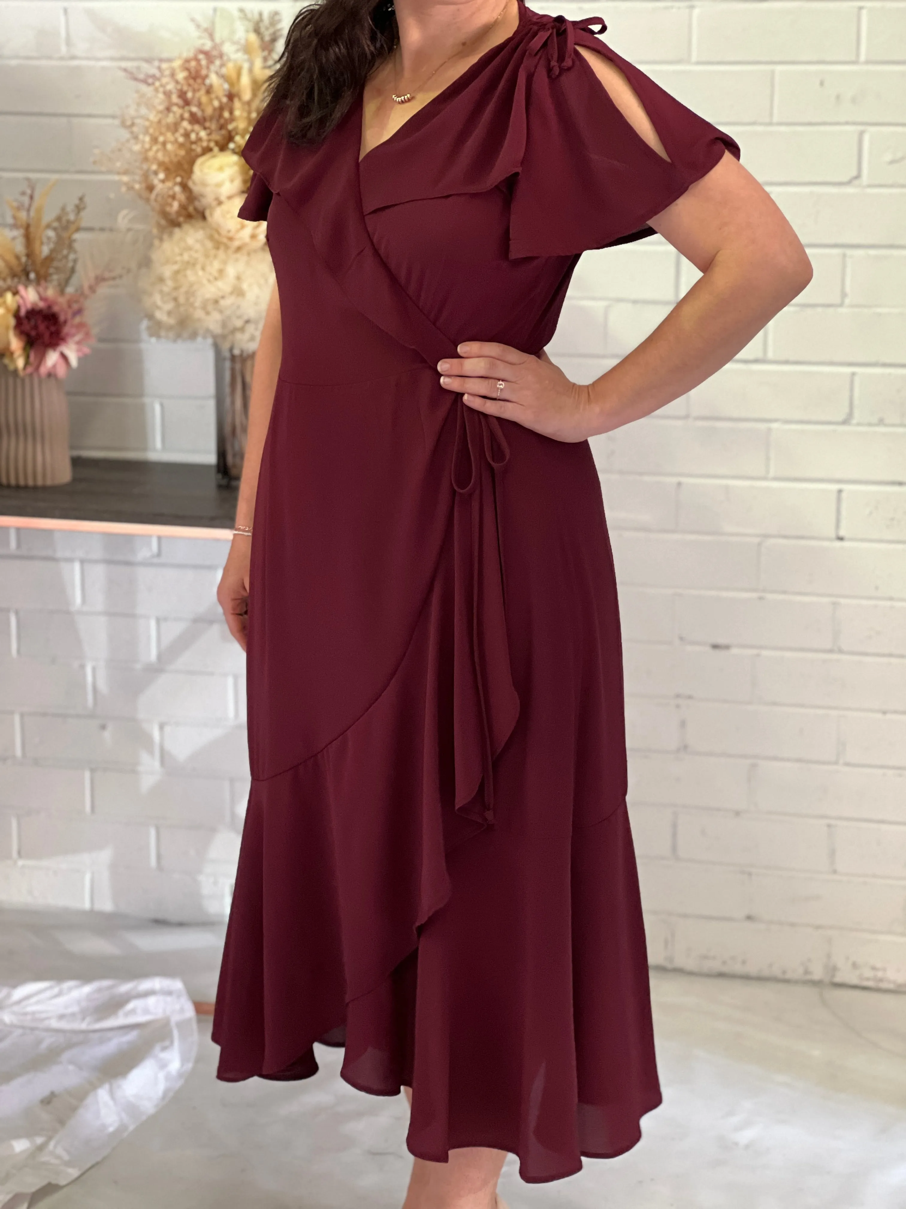 Obelle Burgundy Wrap Dress