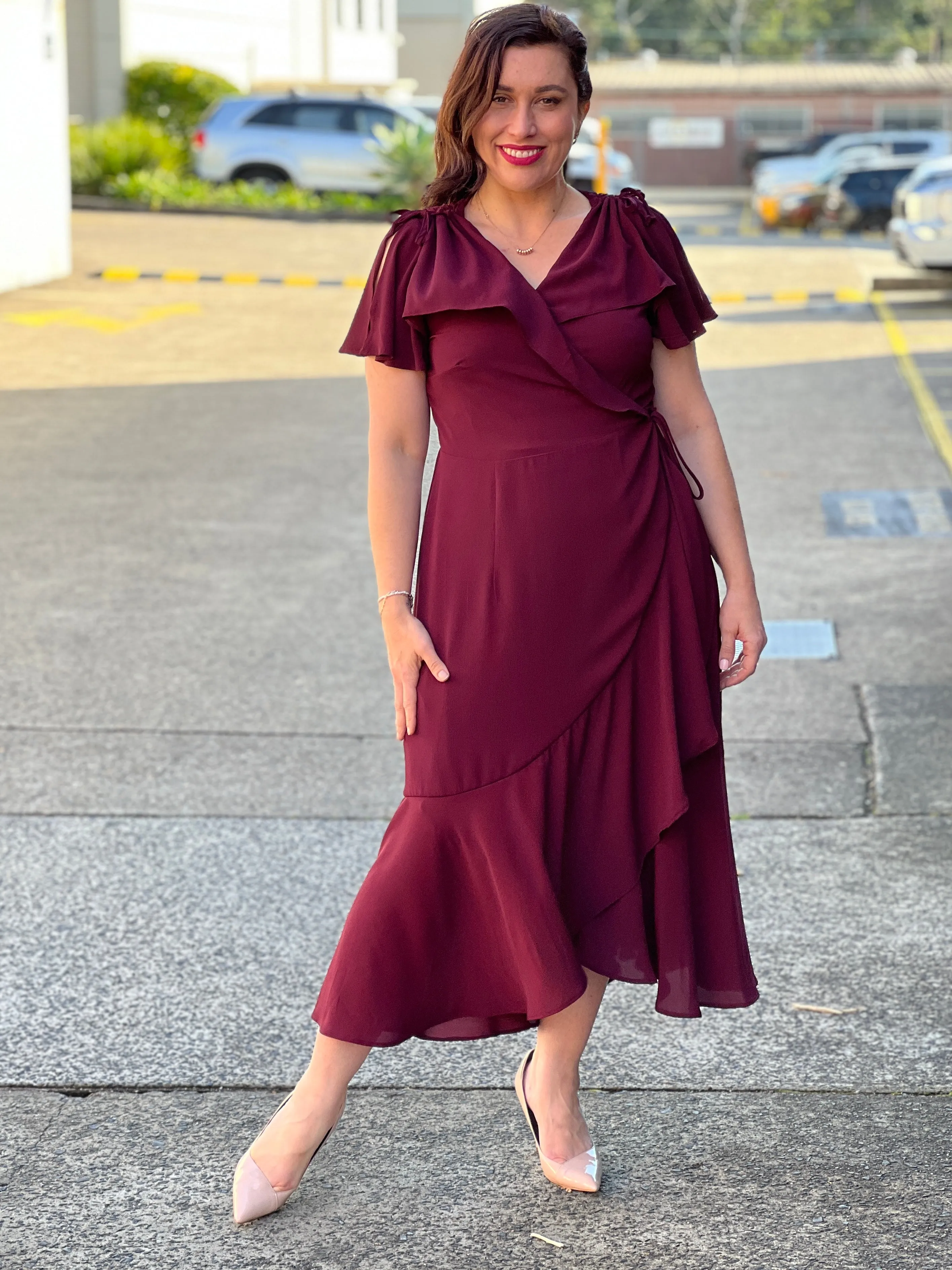 Obelle Burgundy Wrap Dress