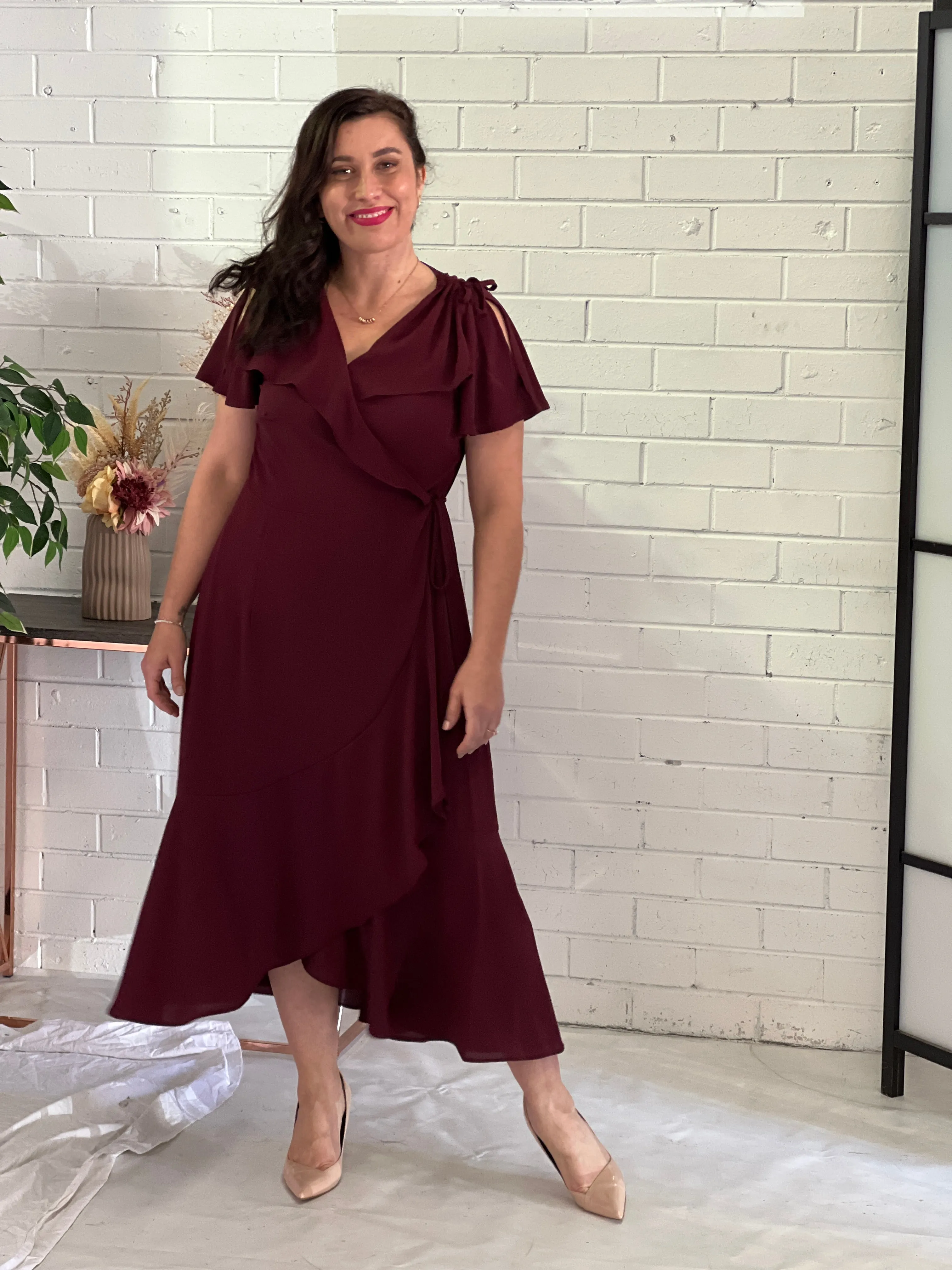 Obelle Burgundy Wrap Dress