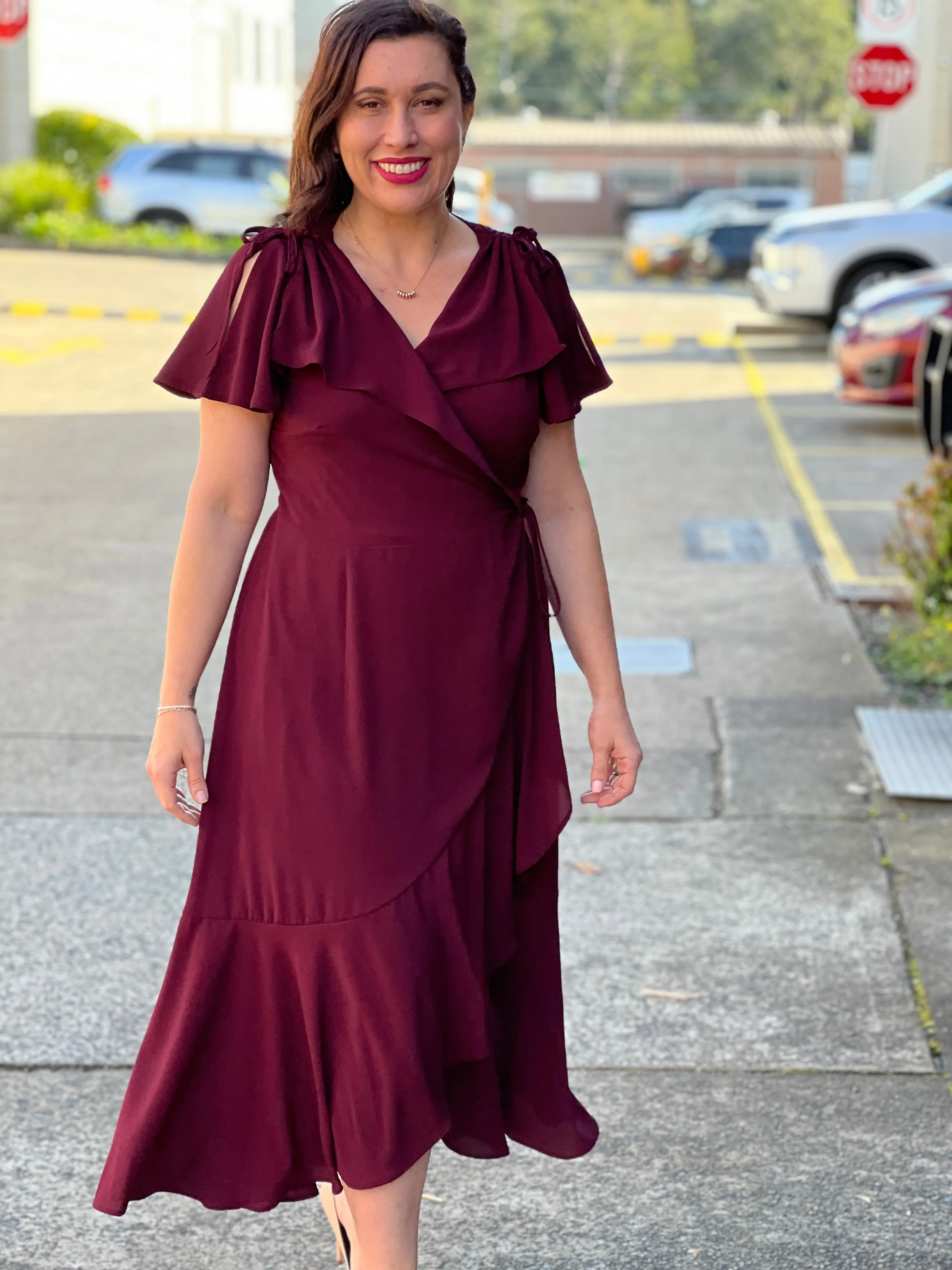 Obelle Burgundy Wrap Dress