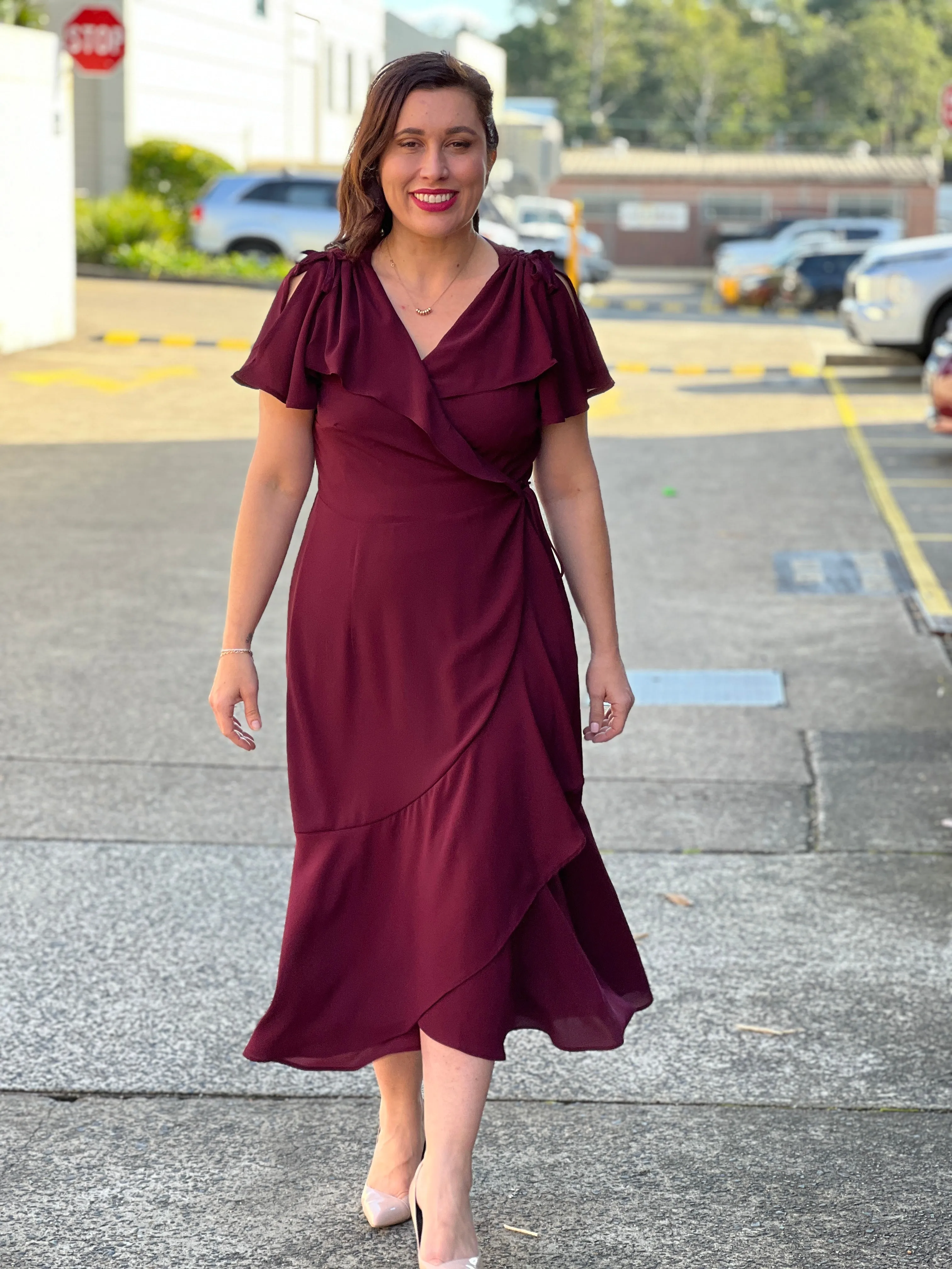 Obelle Burgundy Wrap Dress