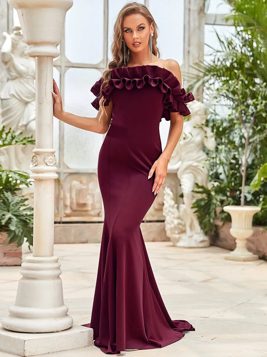 Off the Shoulder A Line Mermaid Maxi Evening Gown