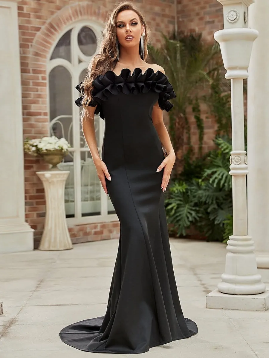 Off the Shoulder A Line Mermaid Maxi Evening Gown