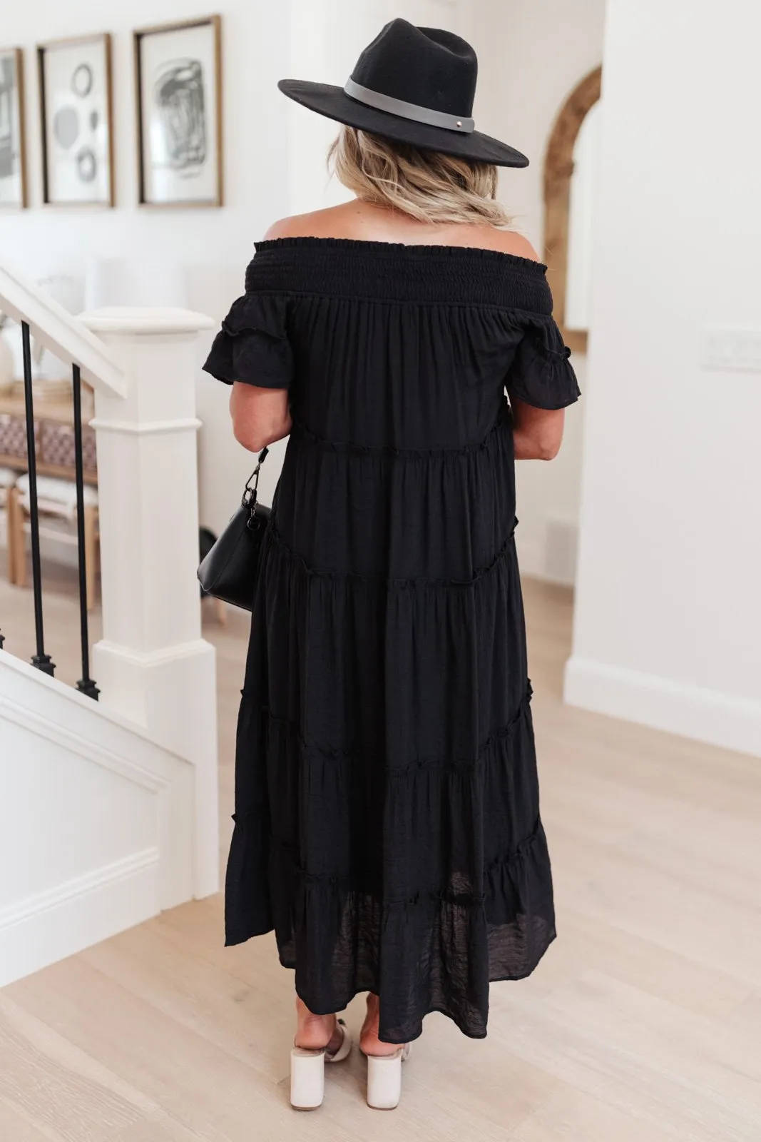 Olivia Tiered Maxi Dress in Black