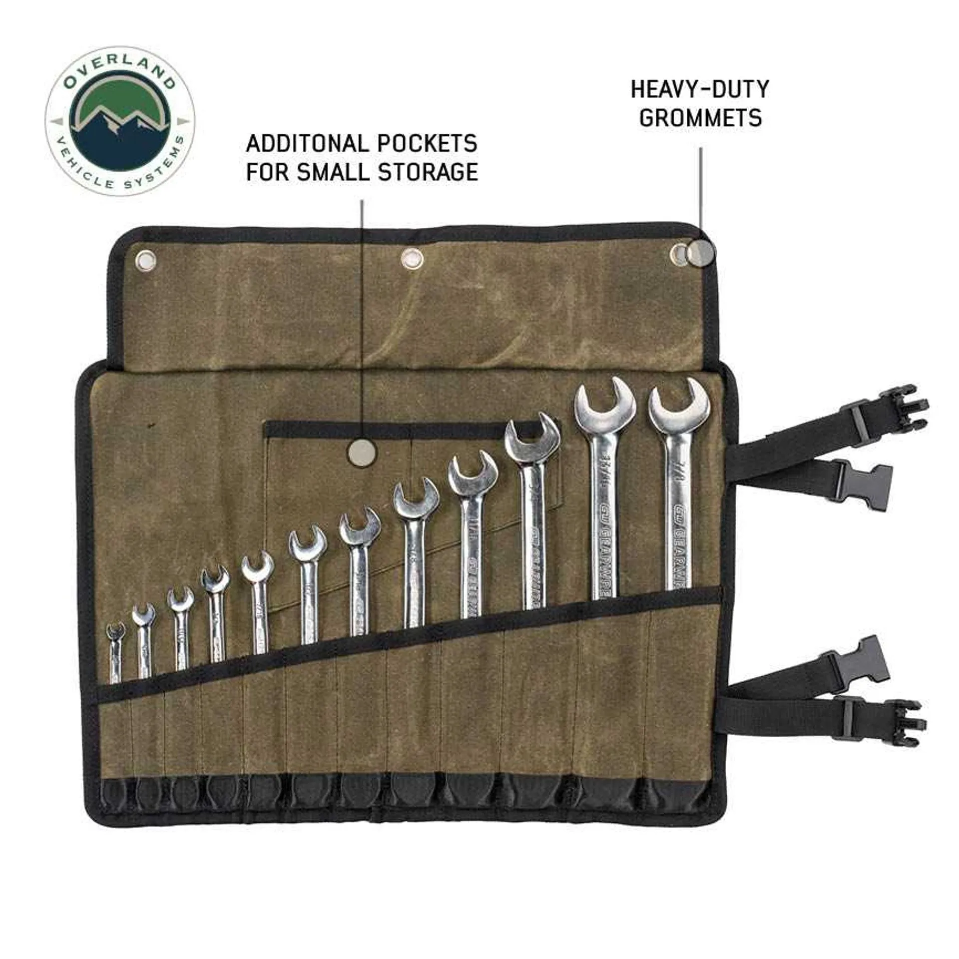 Overland Vehicle Systems Wrench Tool Roll #16 Waxed Canvas Storage Bags