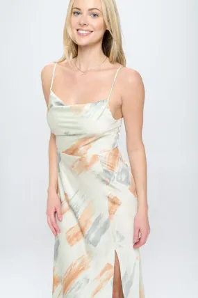 Paint Stroke Midi Slip Dress