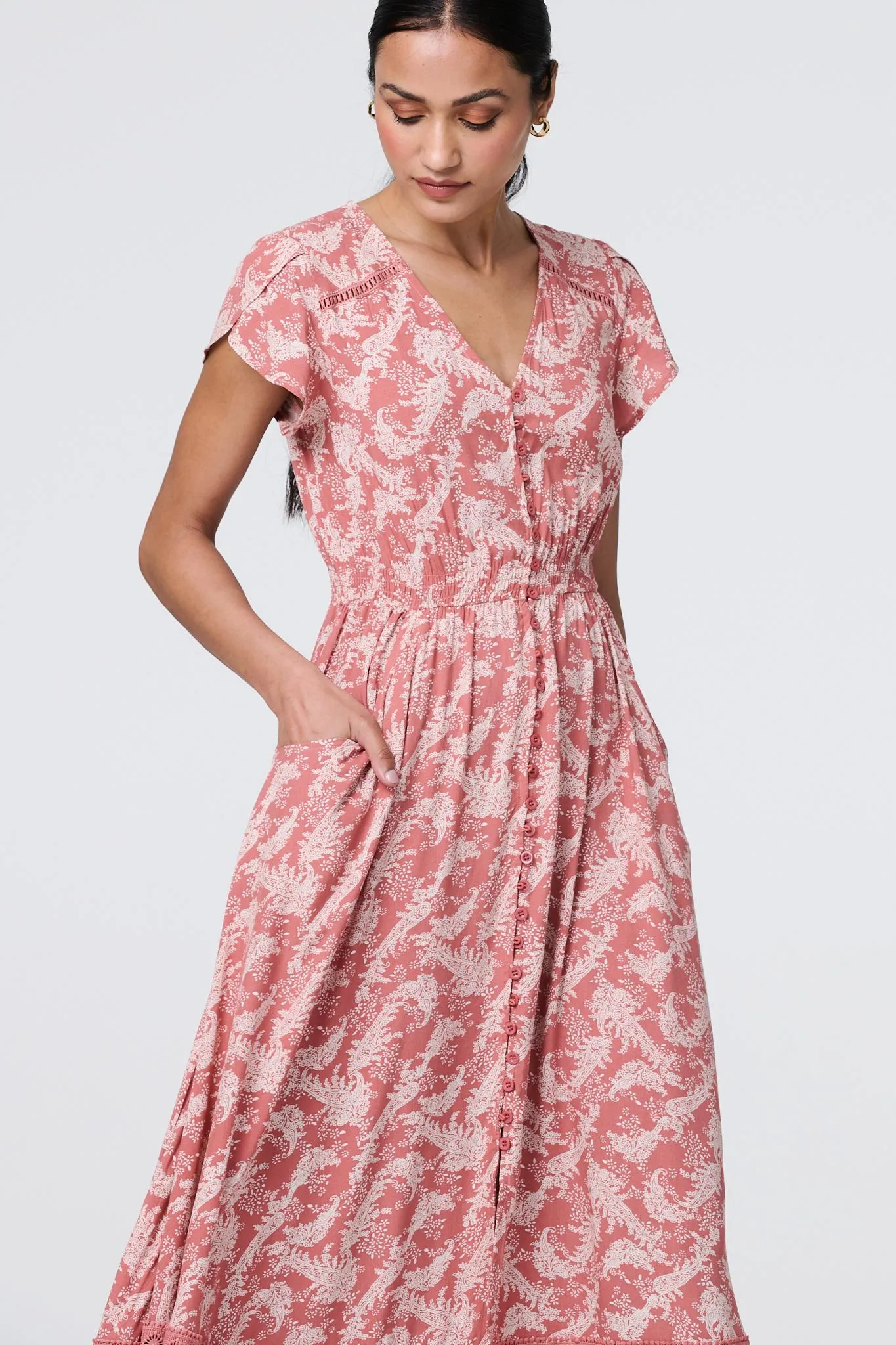 Paisley Print A-Line Tiered Maxi Dress