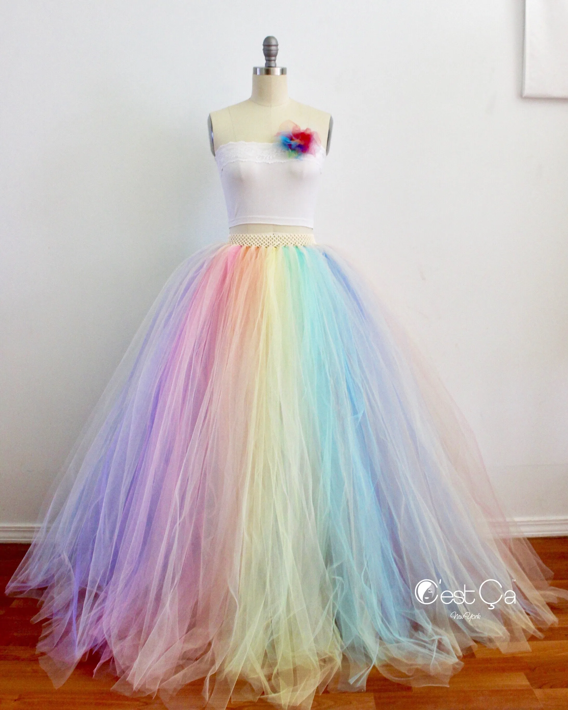 Pastel Rainbow Kids Tulle Skirt