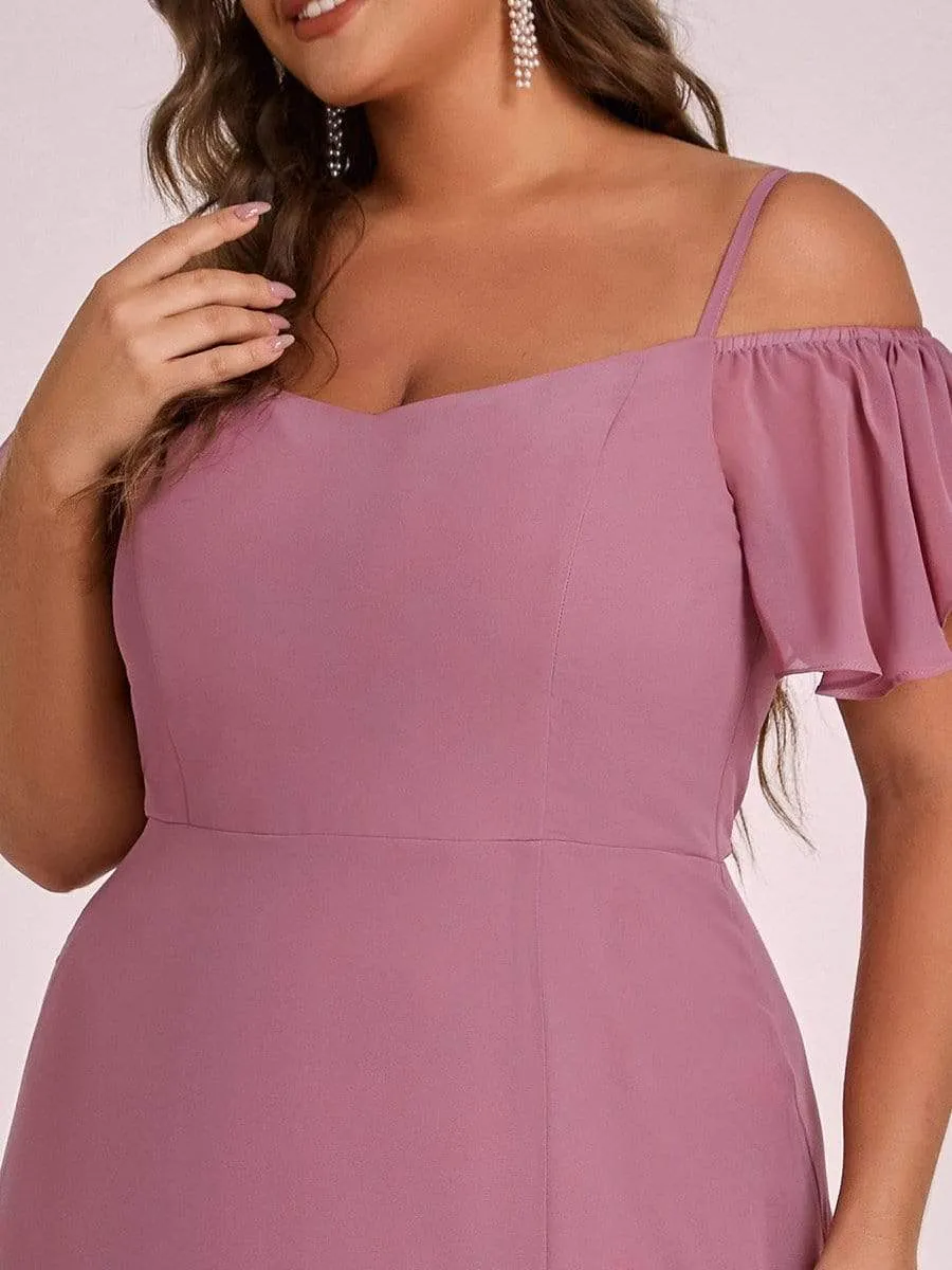 Plus Size Cold Shoulder Bridesmaid Dress with Side Slit