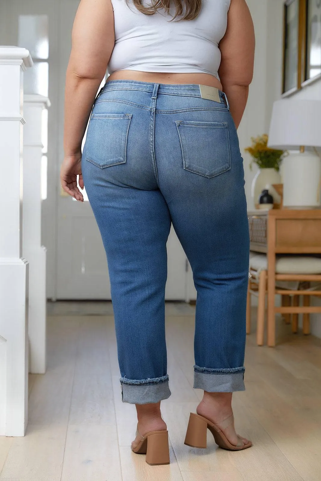 Plus Size Distressed High Waisted Straight Jeans