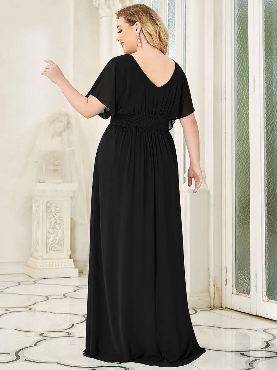 Plus Size Empire Waist Chiffon Maxi Evening Dress