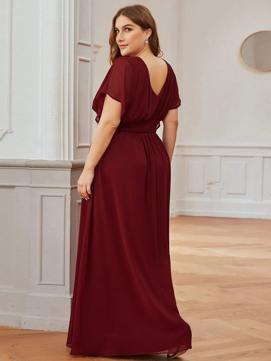 Plus Size Empire Waist Chiffon Maxi Evening Dress