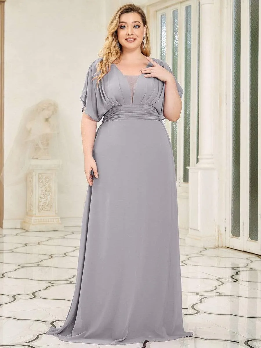 Plus Size Empire Waist Chiffon Maxi Evening Dress