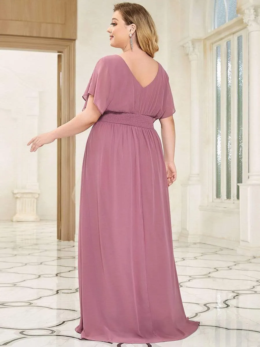 Plus Size Empire Waist Chiffon Maxi Evening Dress