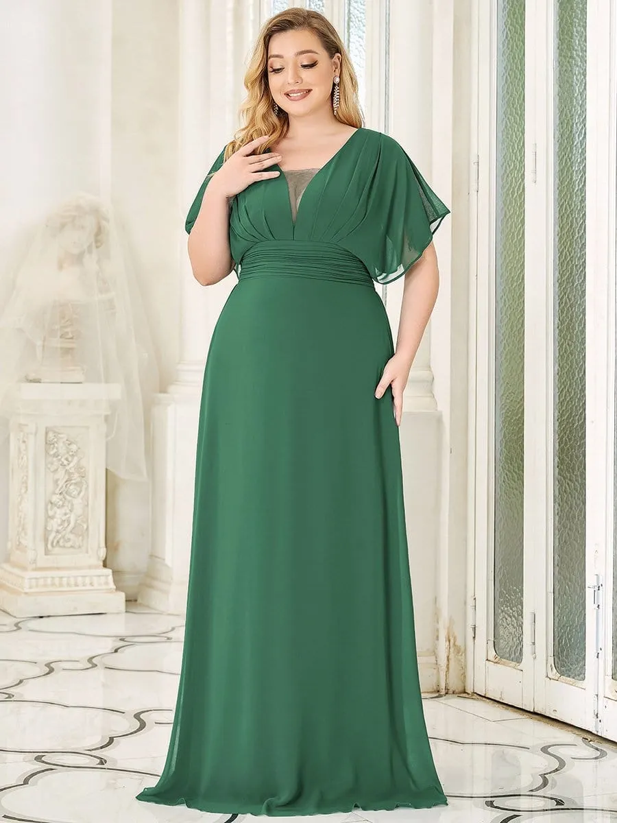 Plus Size Empire Waist Chiffon Maxi Evening Dress