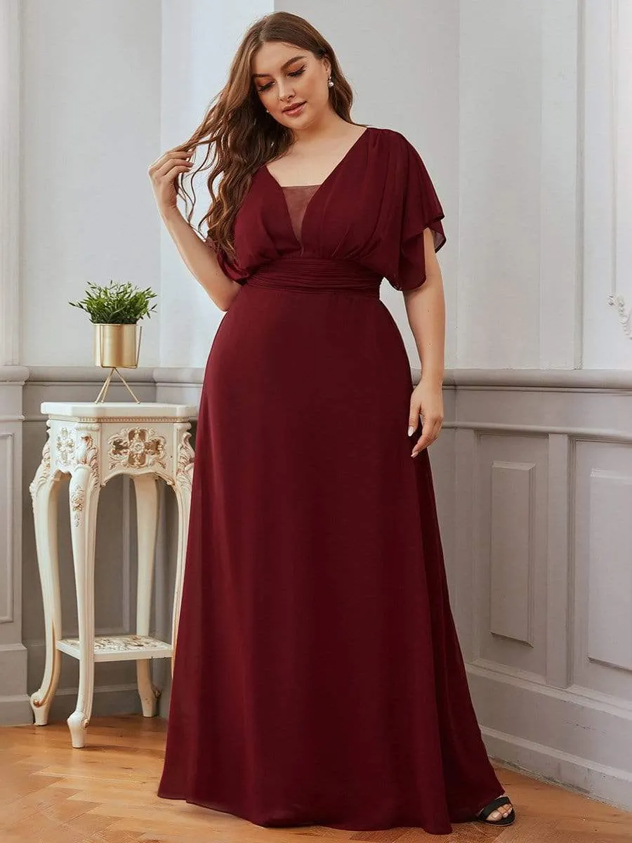 Plus Size Empire Waist Chiffon Maxi Evening Dress