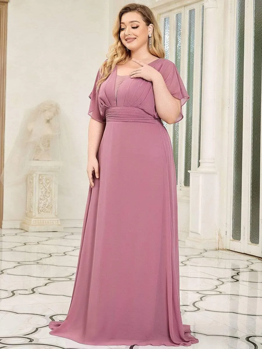 Plus Size Empire Waist Chiffon Maxi Evening Dress