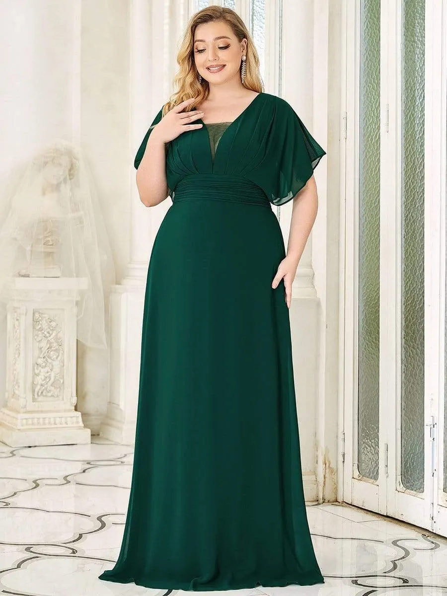 Plus Size Empire Waist Chiffon Maxi Evening Dress