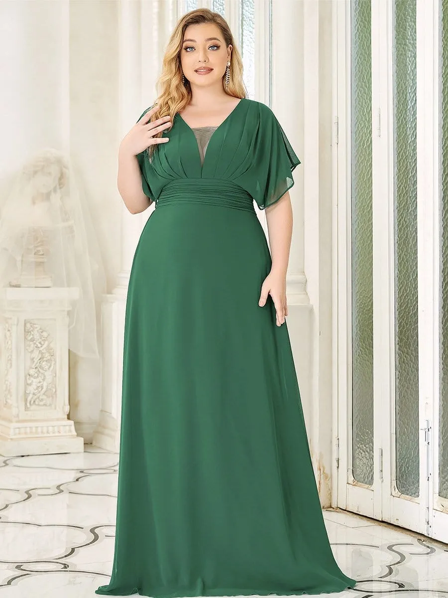 Plus Size Empire Waist Chiffon Maxi Evening Dress