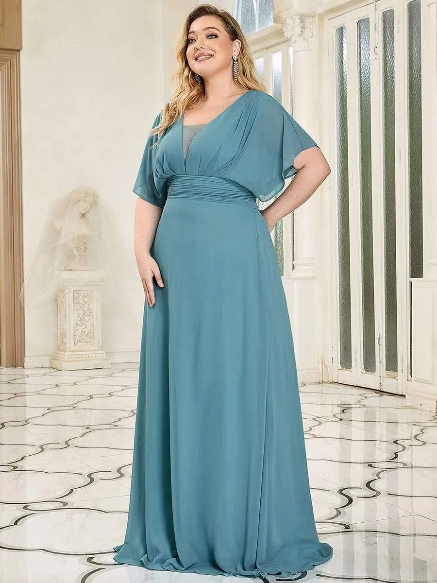 Plus Size Empire Waist Chiffon Maxi Evening Dress