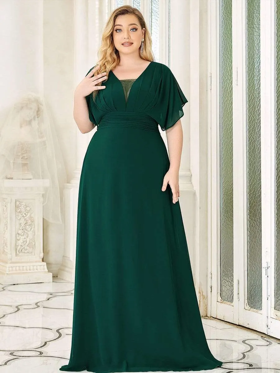 Plus Size Empire Waist Chiffon Maxi Evening Dress