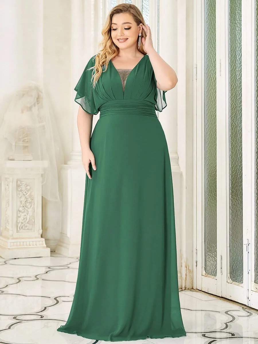 Plus Size Empire Waist Chiffon Maxi Evening Dress