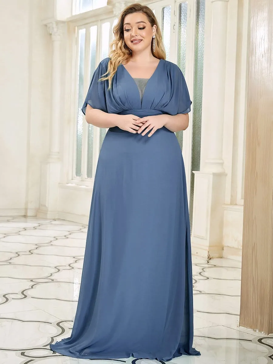 Plus Size Empire Waist Chiffon Maxi Evening Dress