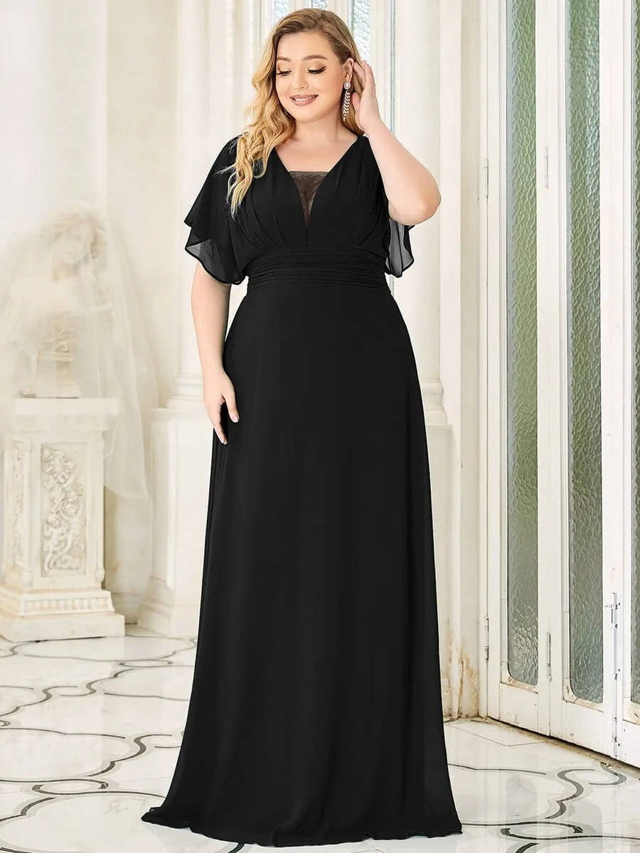 Plus Size Empire Waist Chiffon Maxi Evening Dress