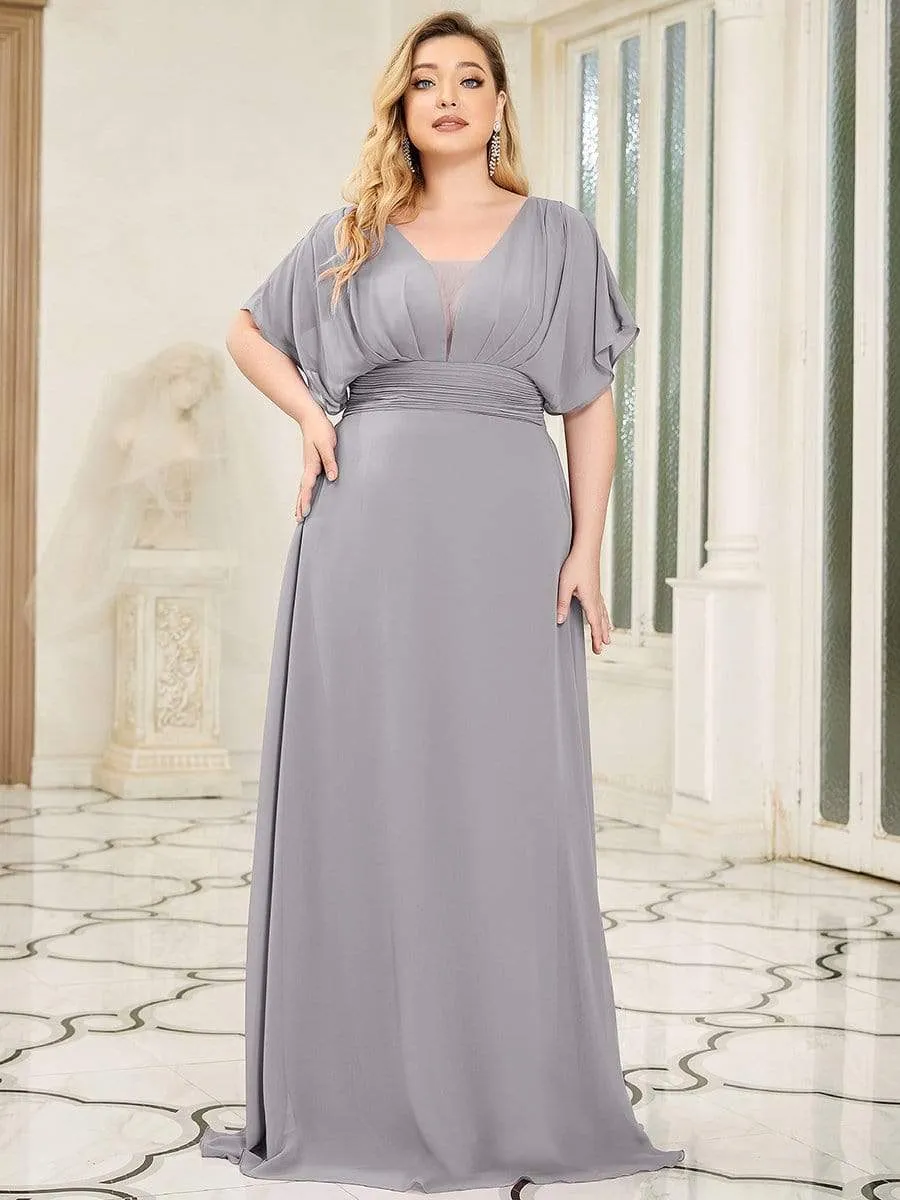 Plus Size Empire Waist Chiffon Maxi Evening Dress