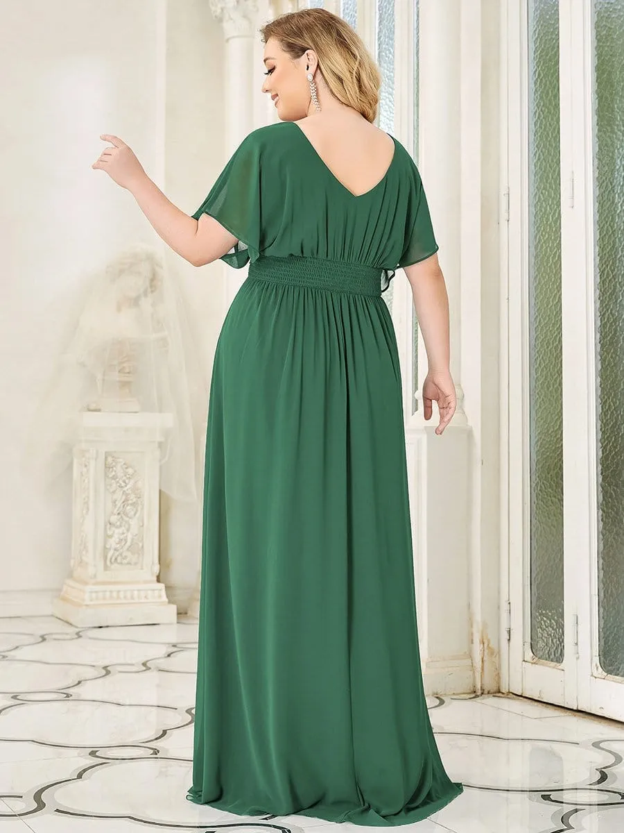 Plus Size Empire Waist Chiffon Maxi Evening Dress