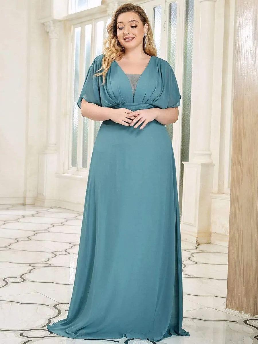 Plus Size Empire Waist Chiffon Maxi Evening Dress